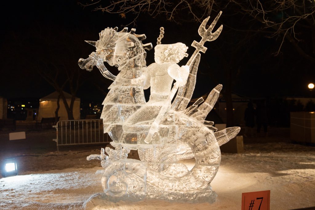 Ice carving in a winter festival